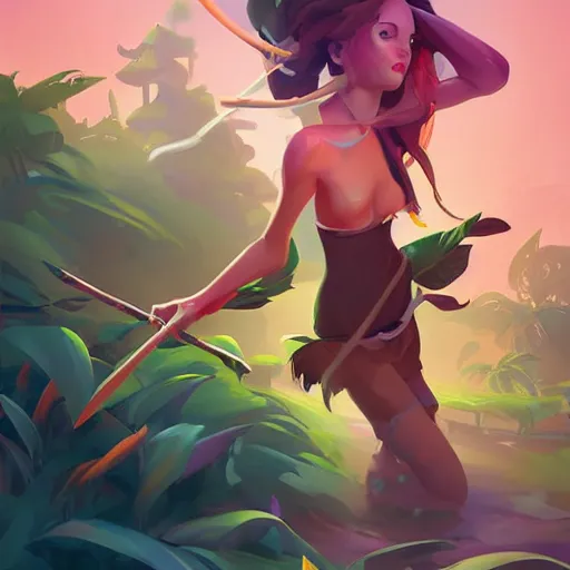 Image similar to painting forest nymph treasure on sea of thieves game avatar hero smooth face median photoshop filter cutout vector, behance hd by jesper ejsing, by rhads, makoto shinkai and lois van baarle, ilya kuvshinov, rossdraws global illumination