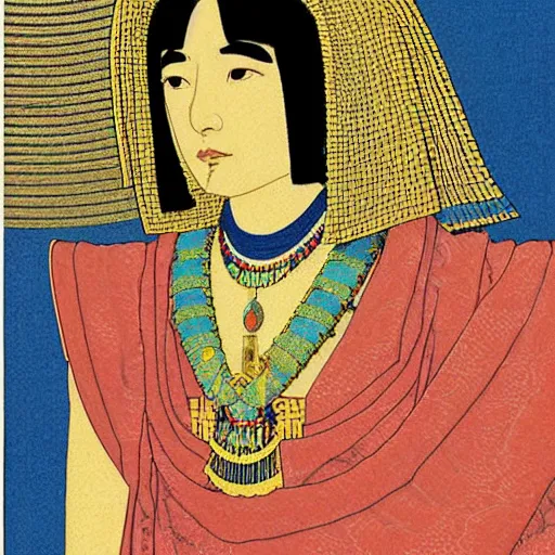 Image similar to portrait of cleopatra, by hasui kawase