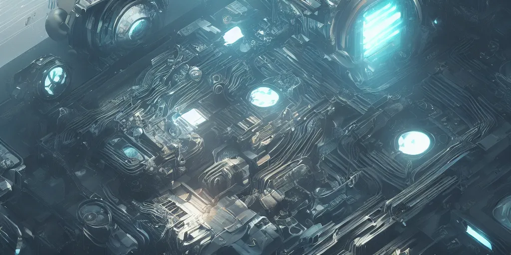 Image similar to quantum computer, science fiction, beautiful, cinematic lighting, intricate details, octane rendering, trending on artstation, featured on behance.