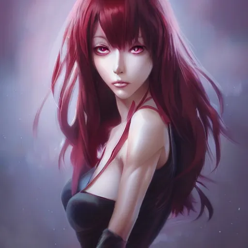 Image similar to A realistic anime painting of a beautiful cyborg woman with glowing red eyes. digital painting by Stanley Artgerm Lau, Sakimichan, WLOP, Makoto Shinkai, Rossdraws, Pixivs, digital painting. trending on Pixiv. SFW version —H 1024