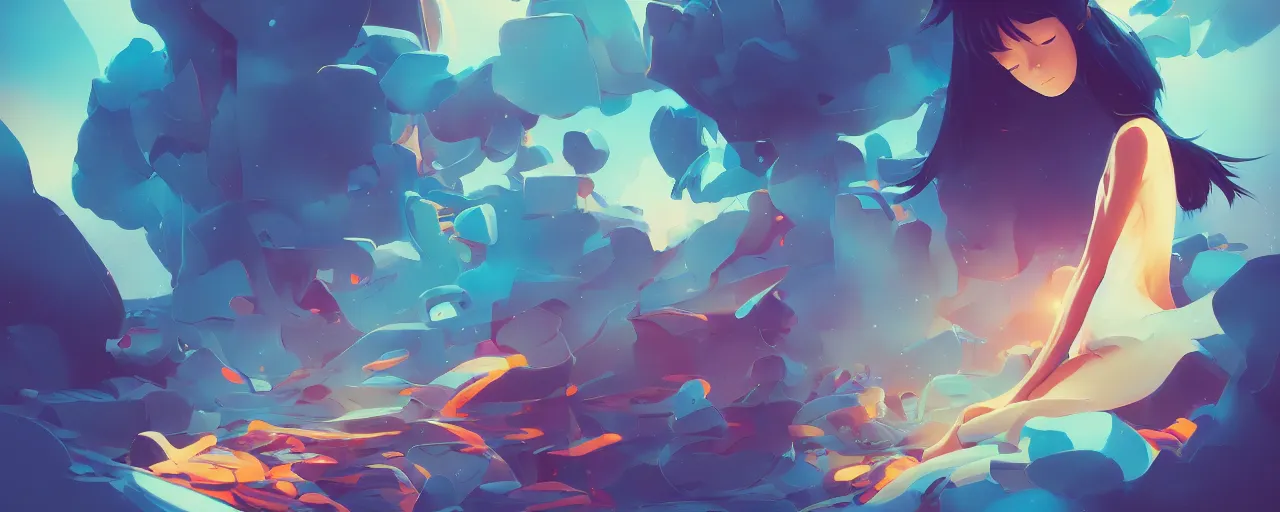 Prompt: a typographic painting of words and letters, by Makoto Shinkai, by Artgerm, by beeple, Jesper Ejsing, by RHADS, by Makoto Shinkai, by Lois van baarle, by ilya kuvshinov, abstract, words, Highly Detailed