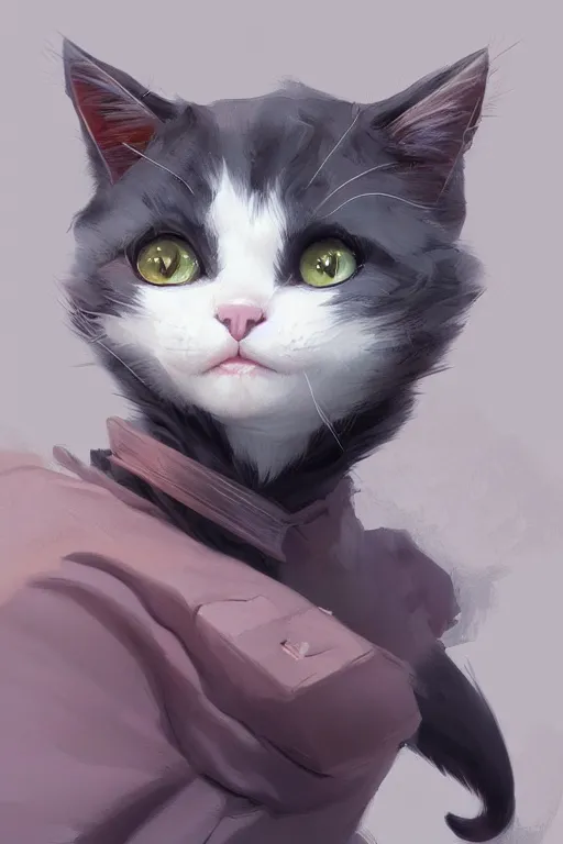 Image similar to Kawaii Cat, digital painting, highly detailed, artstation, concept art, smooth, sharp focus, illustration, art by artgerm and greg rutkowski.