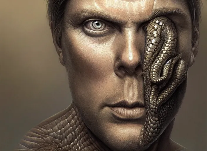 Prompt: tim heidecker with reptile eyes, gray skin. intricate, elegant, highly detailed, centered, digital painting, artstation, concept art, smooth, sharp focus, illustration, artgerm, tomasz alen kopera, peter mohrbacher, donato giancola, joseph christian leyendecker, wlop, frank frazetta