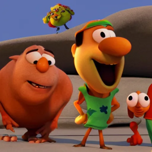 Prompt: pixar marx brothers, movie stills, subsurface scattering,