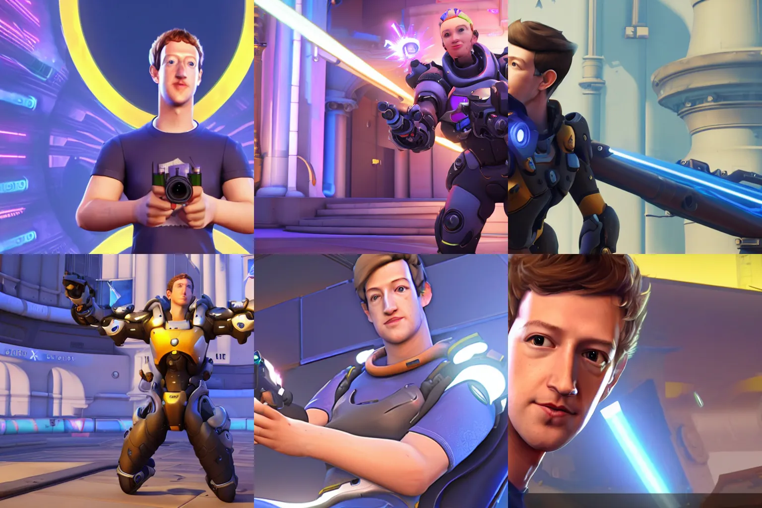 Prompt: Screenshot of Mark Zuckerberg in Overwatch