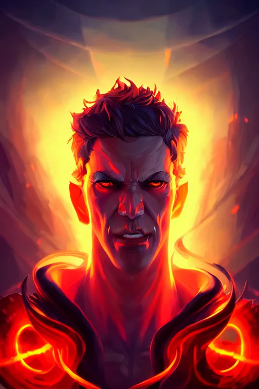 Image similar to the god hades, hellish setting, portrait, sharp focus, digital art, cgsociety, concept art, post processed, dynamic lighting, by emylie boivin, rossdraws and jazza