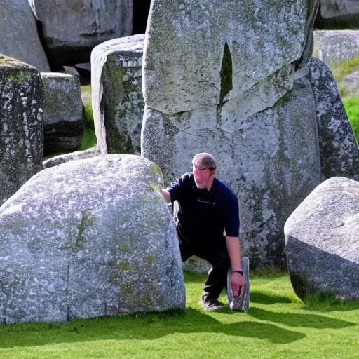 Prompt: giant placing the rocks of stonehenge