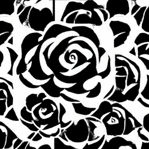 Image similar to a logo of roses, logo design, black and white liners