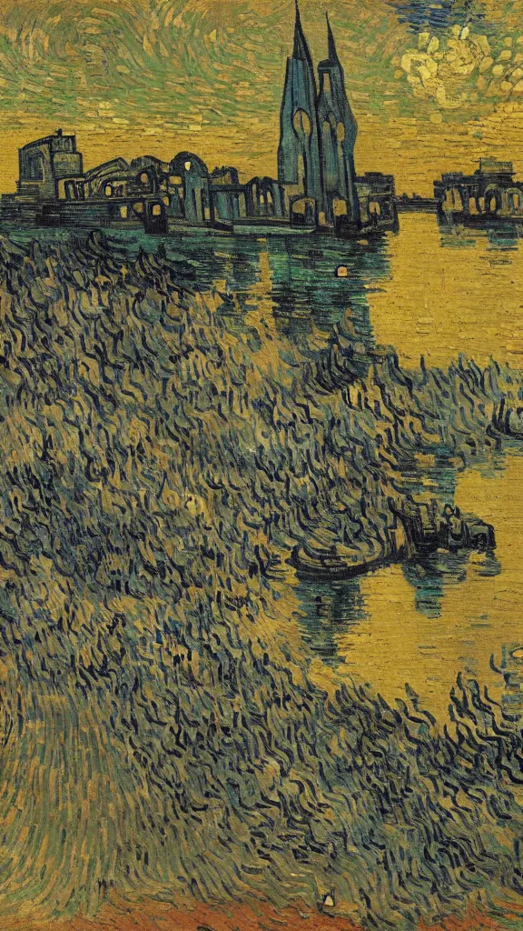 Image similar to vincent van gogh painting of ahwaz city