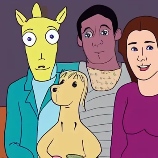 Image similar to still from the hit tv show friends in the style of bojack horseman