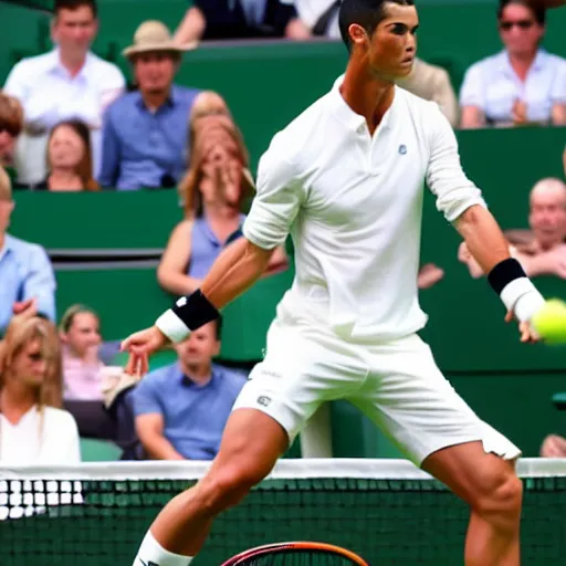 Image similar to cristiano ronaldo playing tennis at wimbledon