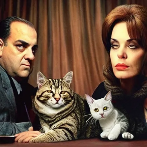 Prompt: the sopranos with cats