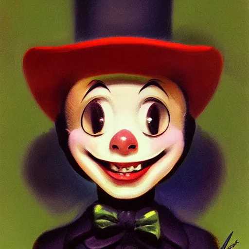 Image similar to a smiling mime, portrait, digital art, trending on artstation, vintage, retrofuturism, art by marc davis, marc davis artwork, poster