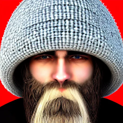 Image similar to highly detailed close up portrait of a bearded man in a mushroom hat, studio lightning, bright colors, intricate, masterpiece, photorealistic, hiperrealistic, sharp focus, high contrast, Artstation HQ, DeviantArt trending, 4k UHD, Unreal Engine 5