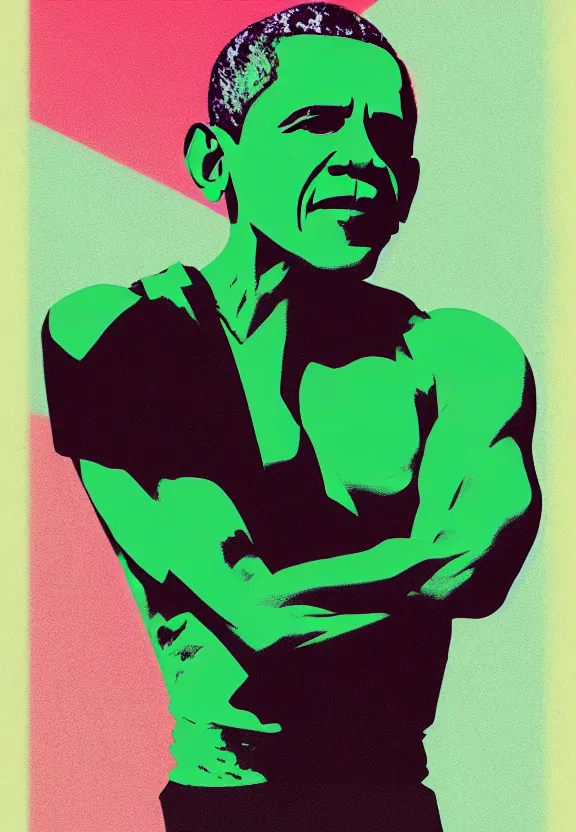 Image similar to Obama Hulk by Beeple with some Andy Warhol influence