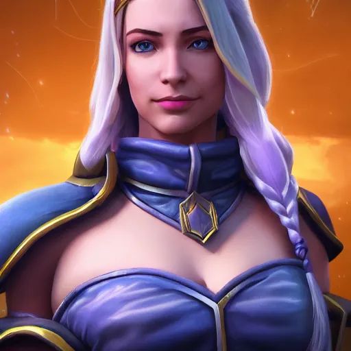 Prompt: A portrait of Jaina Proudmore (World of Warcraft). 3d render, octane render, game art, realistic, highly detailed, trending on artstation, 4k, trending on artstation, pixar, cgsociety, unreal engine 5, redshift render, trending on artstation, blender, behance, cg