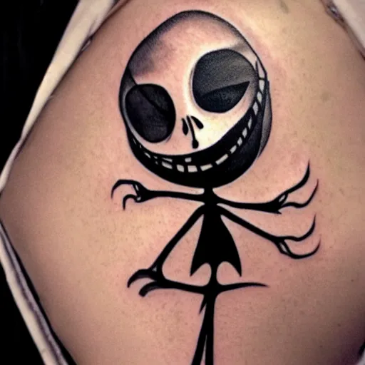 Image similar to zero from nightmare before christmas as tattoo by tim burton