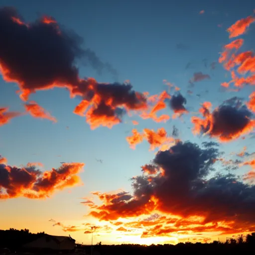 Image similar to sunset clouds that look like a screaming chucky doll