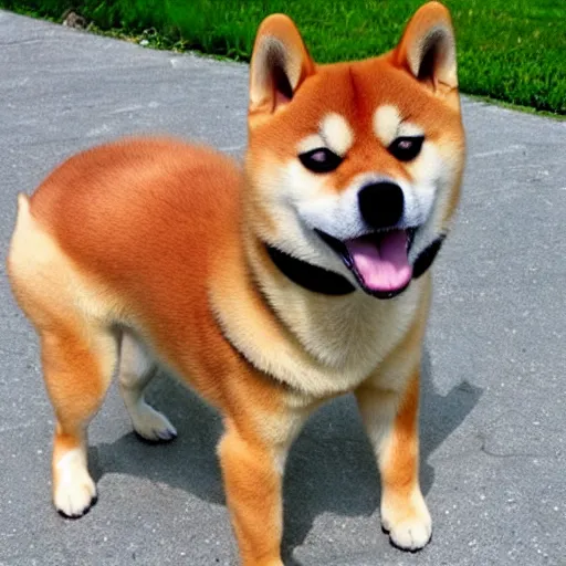 Prompt: shiba inu, making kekw face