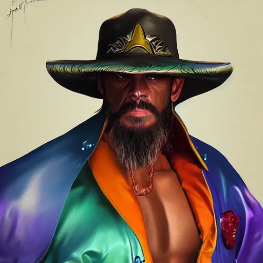 Image similar to marcho man randy savage portrait fantasy painting trending on artstation