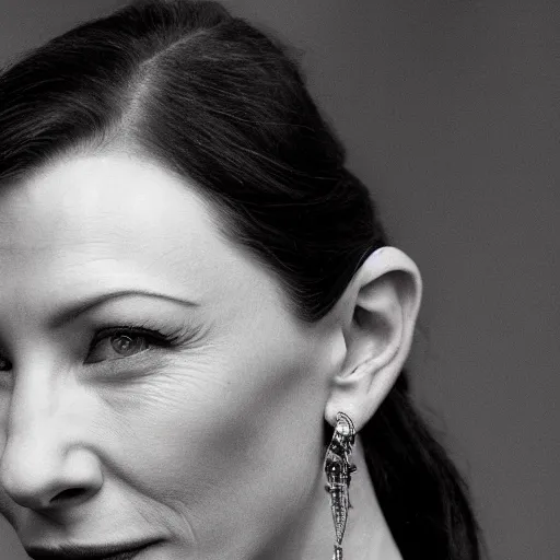 Prompt: throat tattooed cate blanchett, nose ring, 4k