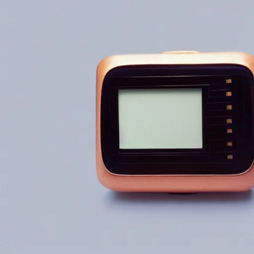 Prompt: a wrist watch from 1 9 8 0 with an old tv screen, inspired by hartmut esslinger