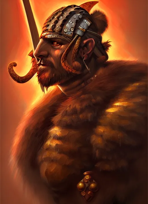 Image similar to a portrait of meoguard human male barbarian!!, fantasy, dungeons and dragons, an ultrafine detailed painting, detailed painting, boris valejo.