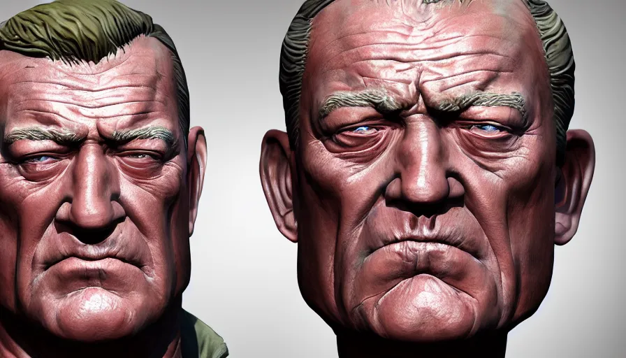 Image similar to Hand painted bust of John Wayne, hyperdetailed, artstation, cgsociety, 8k