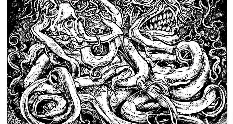Image similar to cthulhu lovecraftian horror cinematic, in the style of junji ito, incredibly detailed, lineart, manga