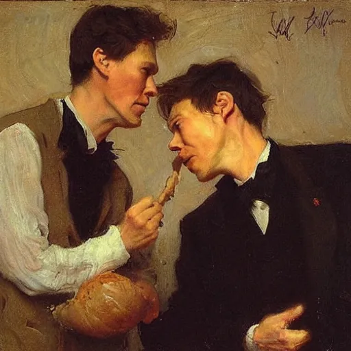 Prompt: Bread Pitt and Benedict Cucumberbatch by Ilya Repin