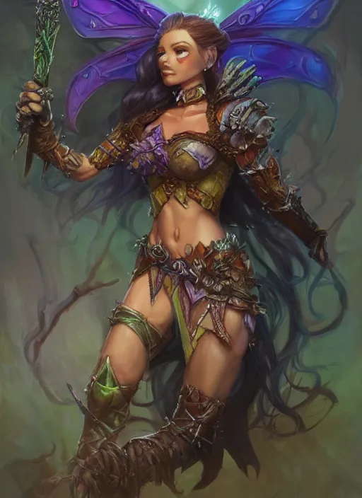 Image similar to fairy, ultra detailed fantasy, dndbeyond, bright, colourful, realistic, dnd character portrait, full body, pathfinder, pinterest, art by ralph horsley, dnd, rpg, lotr game design fanart by concept art, behance hd, artstation, deviantart, hdr render in unreal engine 5