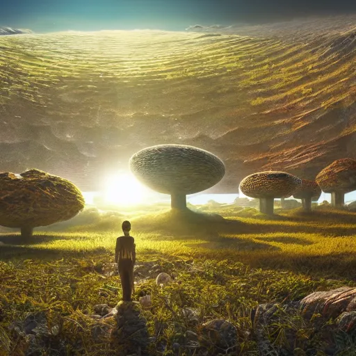 Prompt: panorama,utopia,science fiction,bio-inspired,organic,sunny,michael whelan,redshift render