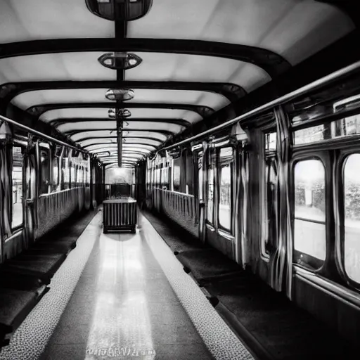 Prompt: inside and endless demonic train carriage, photo