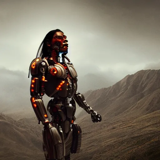 Prompt: movie still of inca cyborg, cinematic composition, cinematic light, by alejandro jodorosky