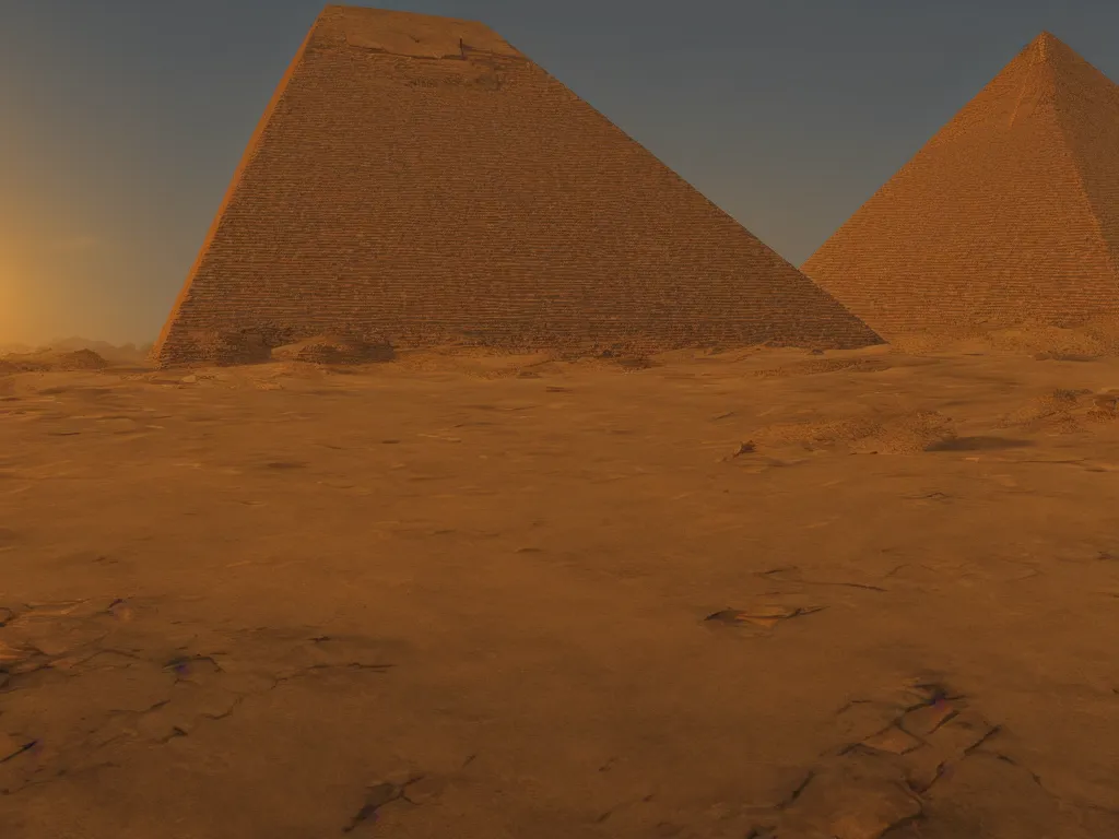 Prompt: the bent pyramid at sunset, cinematic, dramatic lighting, ubisoft style, unreal engine 5