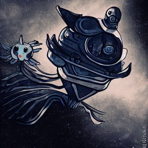 Image similar to Artistic illustration of a futuristic scifi spaceship in hollow knight style