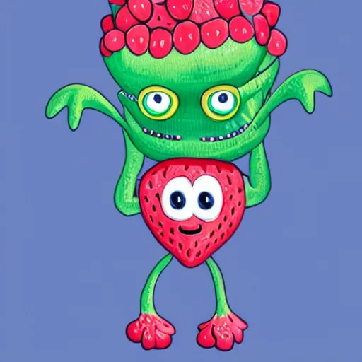 Image similar to strawberry creature with multiple eyes