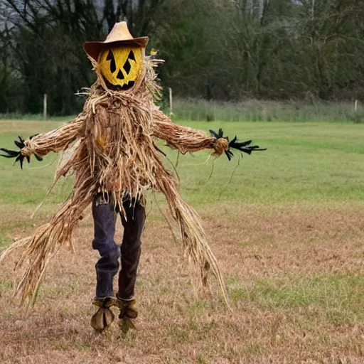 Image similar to a scarecrow doing a catwalk