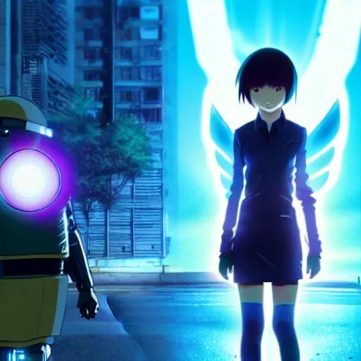 anime cyberpunk movie still from assassination