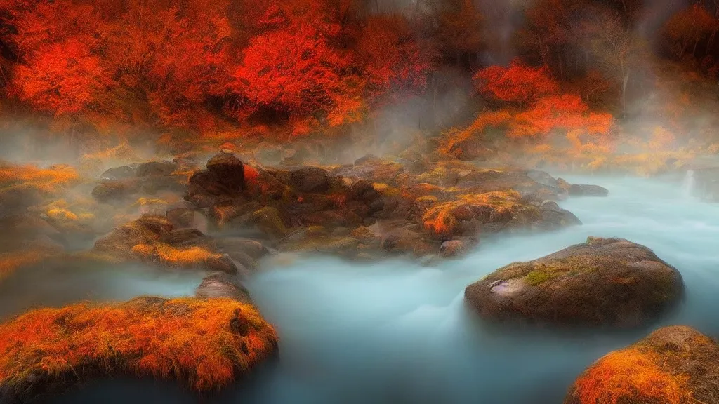 Prompt: amazing landscape photo of hot springs by marc adamus, beautiful dramatic lighting