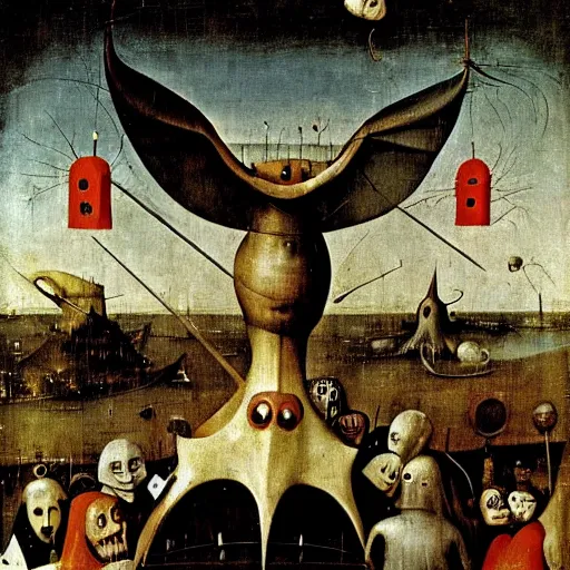 Image similar to basra monster by hieronymus bosch,