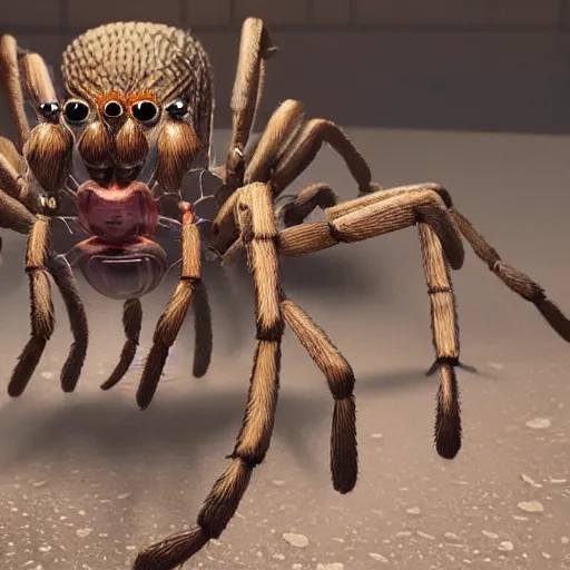 Image similar to walter white as a hideous spider, horror, photorealistic,, features intricate detail, epic composition and the style of unreal engine.