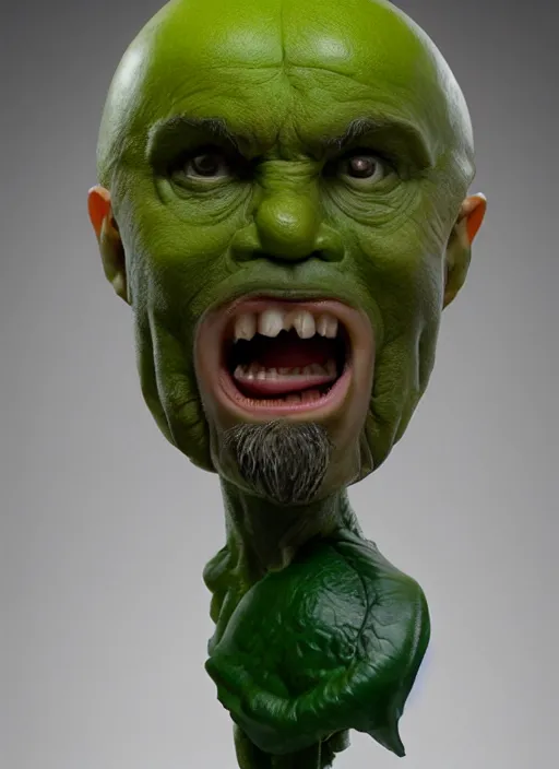 Image similar to spherical green head, flesh - toned heman anthropomorphic pea legume action figure, diffuse lighting, photographic fantasy, intricate detail, elegant, highly detailed, lifelike, photorealistic, artstation, art by john collier, frank frazetta, albert aublet, krenz cushart, artem demura and alphonse mucha