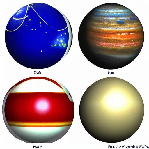 Image similar to The planets of the solar system as pool balls in a swanky snooker world championship game