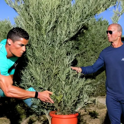 Prompt: cristiano ronaldo shaking an olive tree