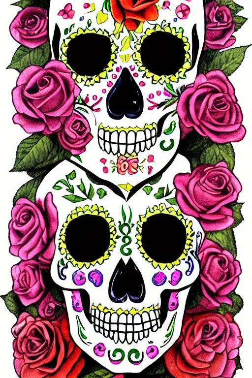 Image similar to Illustration of a sugar skull day of the dead girl, art by Maria Sibylla Merian