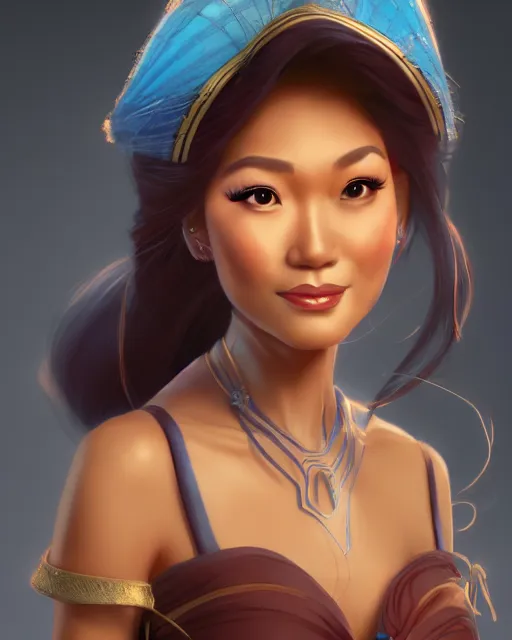 Image similar to charming filipina woman character portrait, by don bluth, sci - fi environment, highly detailed, dynamic shadows, 4 k, wallpaper - 1 0 2 4