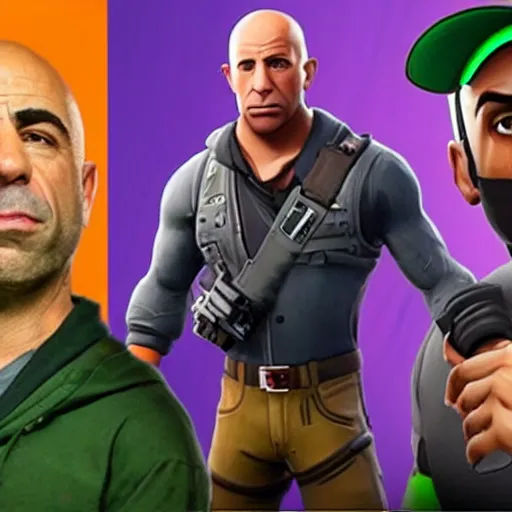 Prompt: joe rogan podcast in fortnite, videogame