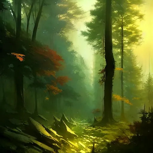 Image similar to a beautiful forest by Greg Rutkowski