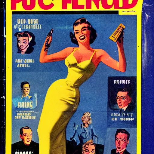 Prompt: 1950s Pulp Science Fiction Magazine Cover